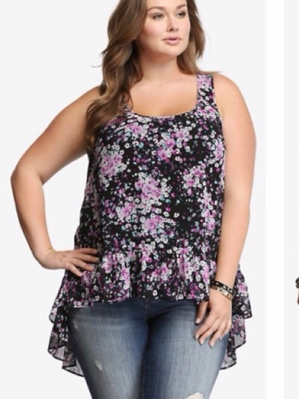 Torrid Chiffon Garden Floral Hi-Low Camisole Sheer Feminine Blouse Plus Size 3X